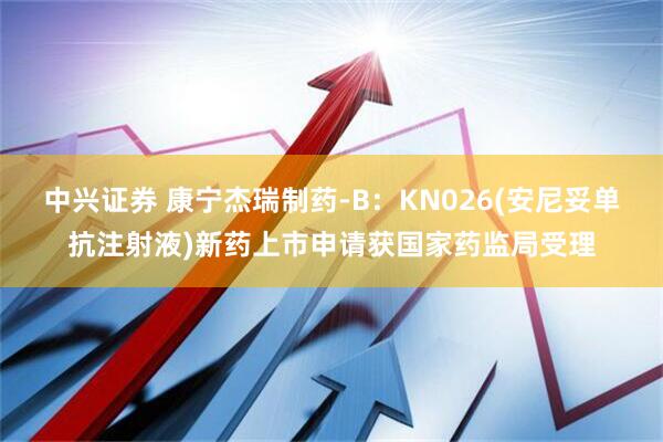 中兴证券 康宁杰瑞制药-B：KN026(安尼妥单抗注射液)新药上市申请获国家药监局受理