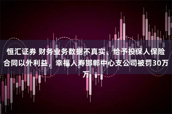 恒汇证券 财务业务数据不真实、给予投保人保险合同以外利益，幸福人寿邯郸中心支公司被罚30万